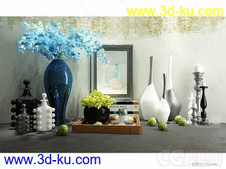 花瓶 相框 花 装饰摆设模型的图片