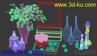 花瓶 相框 花 装饰摆设模型的图片