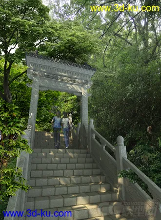 3D打印模型牌坊，天门，石阶的图片