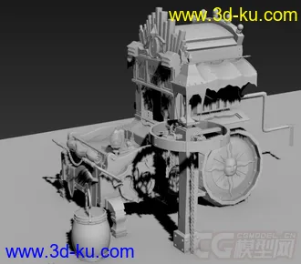 3D打印模型还是西方古代场景小车，我就不信了=。=的图片
