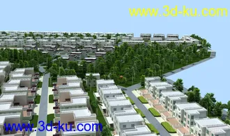 3D打印模型虚拟现实完整小区 地形绿化 小品设施齐全的图片