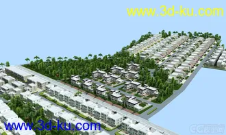 3D打印模型虚拟现实完整小区 地形绿化 小品设施齐全的图片