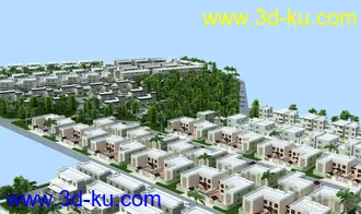 3D打印模型虚拟现实完整小区 地形绿化 小品设施齐全的图片