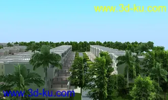 3D打印模型虚拟现实完整小区 地形绿化 小品设施齐全的图片
