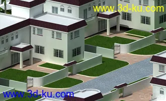 3D打印模型虚拟现实完整小区 地形绿化 小品设施齐全的图片