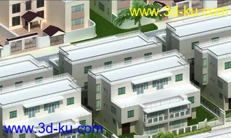 3D打印模型虚拟现实完整小区 地形绿化 小品设施齐全的图片