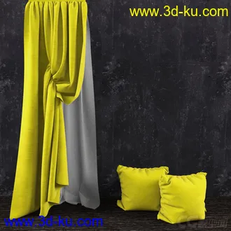 窗帘加抱枕模型的图片