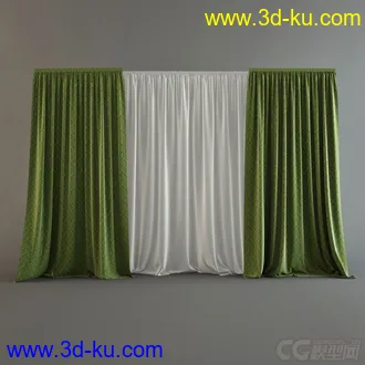 简约的双层窗帘模型的图片