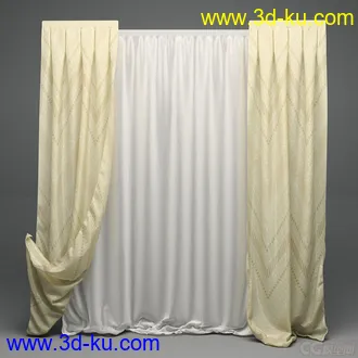 简约双层窗帘模型的图片