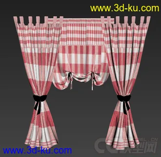 格子可爱风的窗帘模型的图片