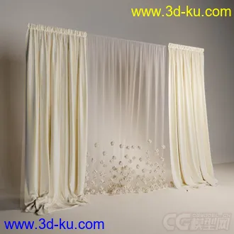 纱质双层窗帘模型的图片