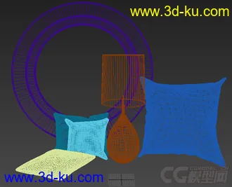 台灯 镜子 抱枕装饰模型的图片