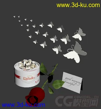 玫瑰 礼物盒 装饰模型的图片