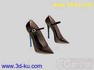 一双黑色的高跟鞋模型的图片