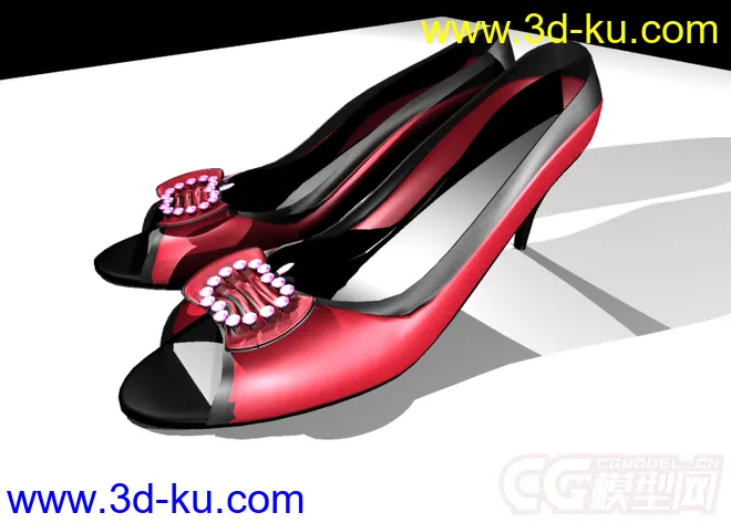 红色低跟 单鞋模型的图片2