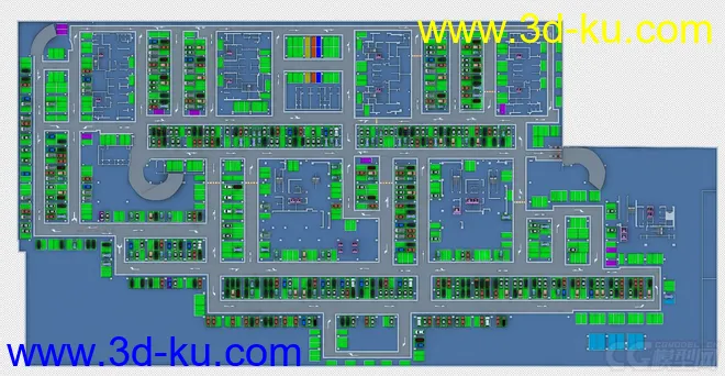 分享一个带有汽车的停车场3D图模型的图片1