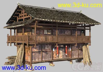 西南民居木楼建筑模型的图片