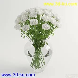 一束白色玫瑰模型的图片