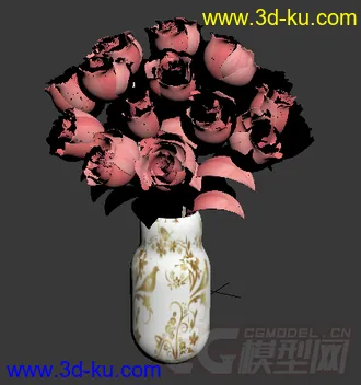 红色玫瑰花模型的图片