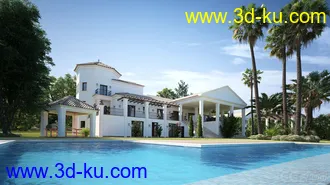 3D打印模型EA25-10套豪华别墅游泳池室外场景的图片