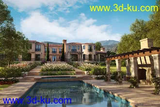 3D打印模型EA25-10套豪华别墅游泳池室外场景的图片