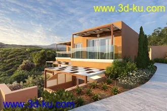 3D打印模型EA25-10套豪华别墅游泳池室外场景的图片