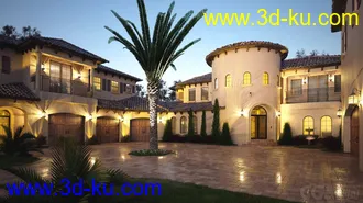 3D打印模型EA25-10套豪华别墅游泳池室外场景的图片