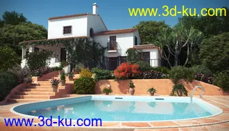 3D打印模型EA25-10套豪华别墅游泳池室外场景的图片