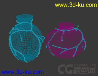 两个瓷瓶装饰模型的图片
