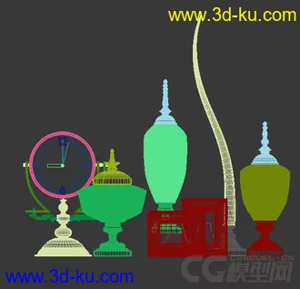 钟 相框 花瓶等装饰摆设模型的图片