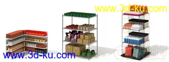 3D打印模型超市各种高精度、饮料、蔬菜、生活品、货架等的图片