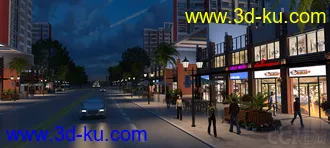 3D打印模型商业街夜景的图片