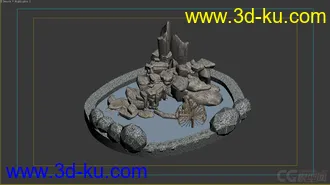 3D打印模型假山水池的图片