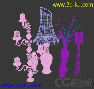 花 台灯 蜡烛灯装饰摆设模型的图片