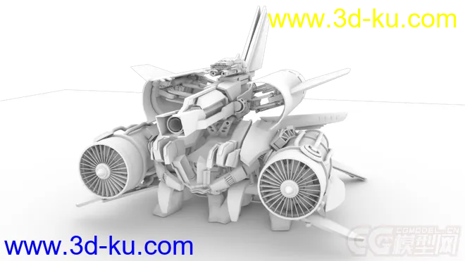 科幻机械飞行器变形金刚飞行器飞机模型的图片1