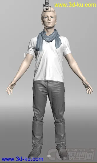 欧式带着围巾的男人模型的图片