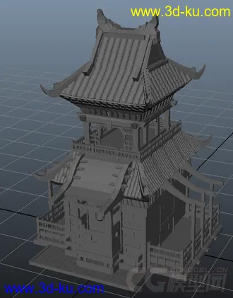 3D打印模型分享前段时间做的中国古代建筑中模一个。。。退可减面做底模，进可smooth做高摸。。的图片