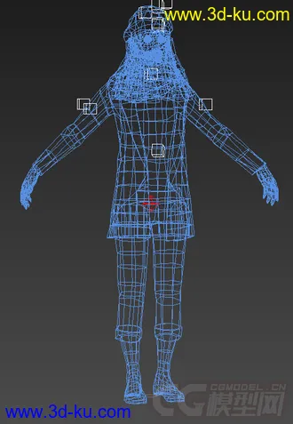 戴帽子的长发女人模型  可3D打印的图片