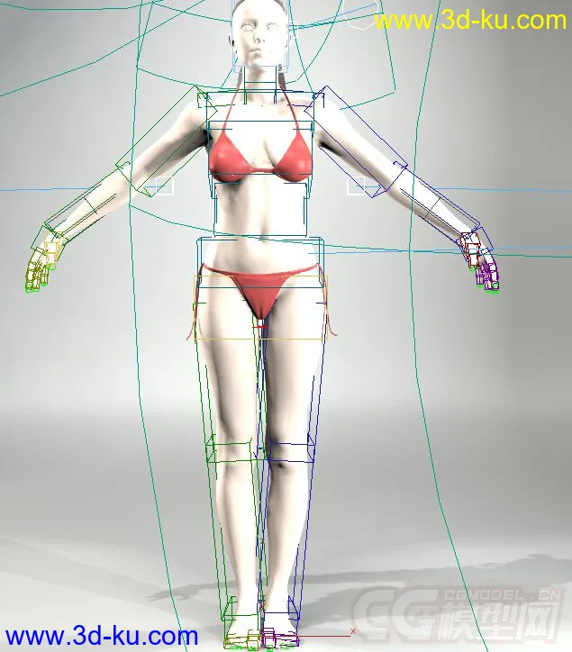 一个穿着比基尼的美女模型  可3D打印的图片1
