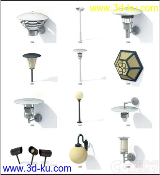 3D打印模型水井，烤箱，烧烤，摇椅躺椅，咖啡桌子，小品，阳伞，草地灯壁灯路灯，小木桥的图片