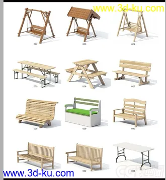 3D打印模型水井，烤箱，烧烤，摇椅躺椅，咖啡桌子，小品，阳伞，草地灯壁灯路灯，小木桥的图片