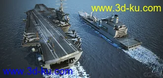精品模型—精致航空母舰群 海上导弹驱逐舰 航空母舰加油船 武装反恐军舰 海上运输舰的图片