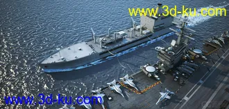 精品模型—精致航空母舰群 海上导弹驱逐舰 航空母舰加油船 武装反恐军舰 海上运输舰的图片