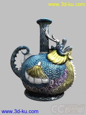 3D打印模型两个精致的道具瓷器，的图片