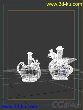 3D打印模型两个精致的道具瓷器，的图片