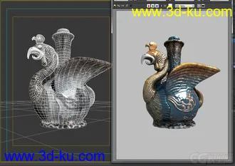 3D打印模型两个精致的道具瓷器，的图片
