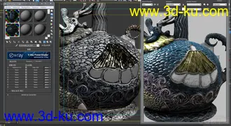 3D打印模型两个精致的道具瓷器，的图片