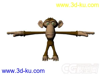 3D打印模型两只猴子 一只有材质 都有绑定的图片