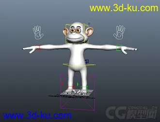 3D打印模型两只猴子 一只有材质 都有绑定的图片