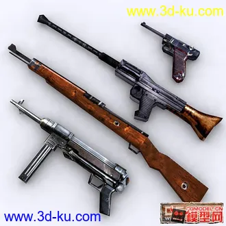 3D打印模型一套二战德国士兵使用的枪支（低模）的图片
